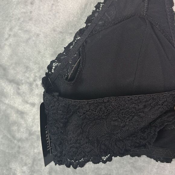 NWT New Rene Rofe Black Lace Halter Soft Cup Bra Size Small - Picture 7 of 9